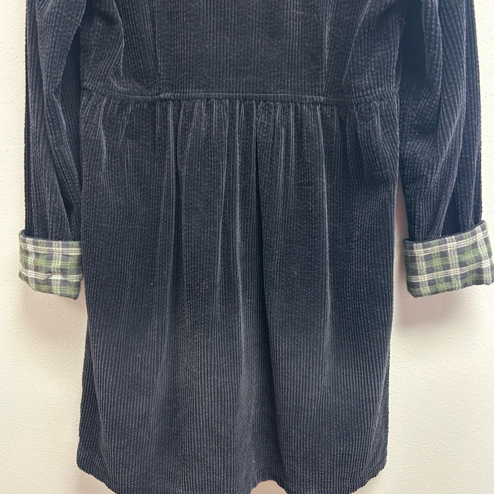 Dark Cottagecore Prairie Modest Black Corduroy Size 8 Vintage Dress Shacket Boho - Picture 10 of 12